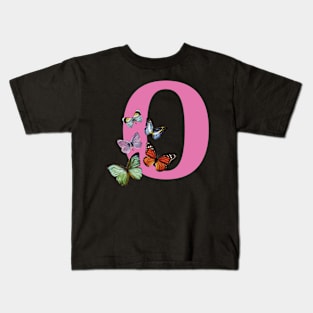 Letter pink O with colorful butterflies Kids T-Shirt